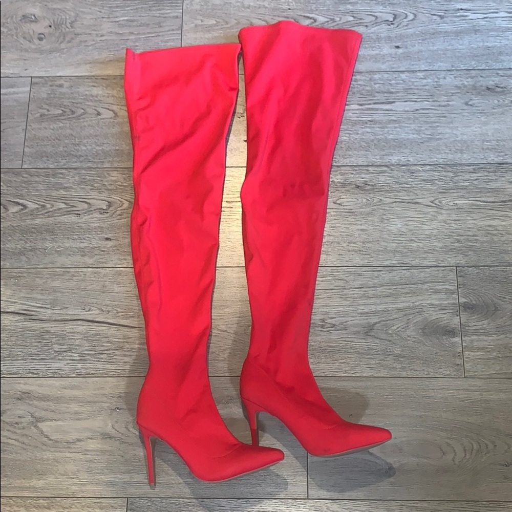 Red Thigh High Boots